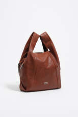 Medium dark tan leather Paper bag